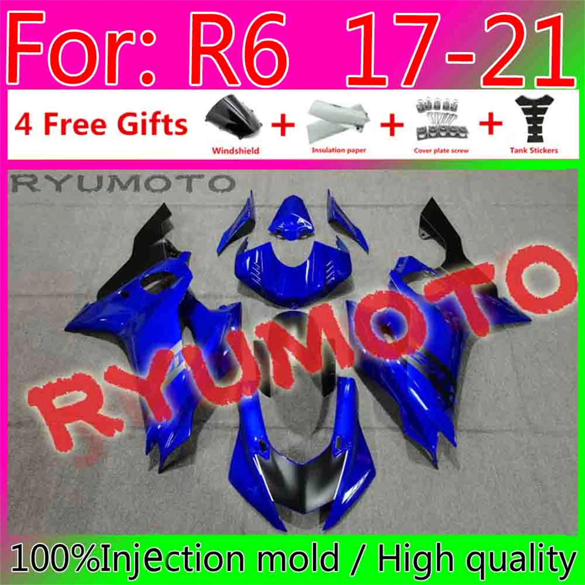 New A442Bs Motorcycle Whole Fairings Kit For Yamah100A Yzf-R6 2017 2018 2019 2020 R6 17 18 19 20 21 Fairing