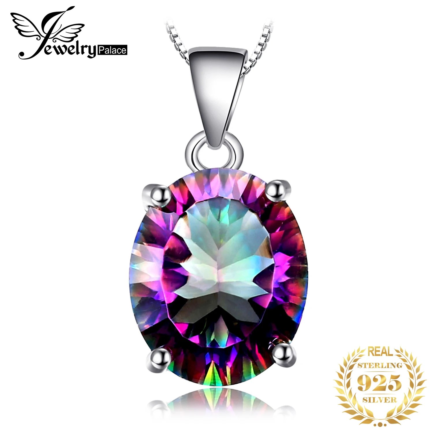 Jewelrypalace Ovale Arcobaleno Fuoco Mystic Quartz Collana Con Ciondolo In Argento Sterling 925 Per Le Donne Girocollo Con Pietre Preziose Di Moda Sen