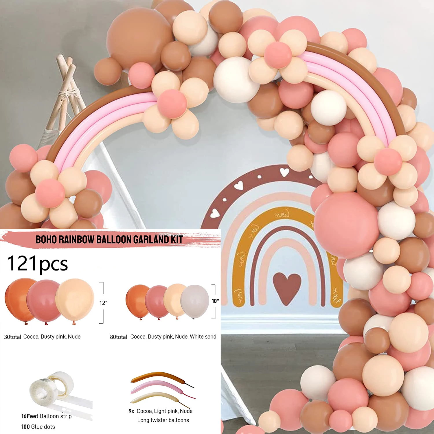 Boho Rainbow Blush Balloons Garland Arch Kit Peach Pastel Albicocca Palloncini In Lattice Festa Di Compleanno Di Nozze Baby Shower Decoration