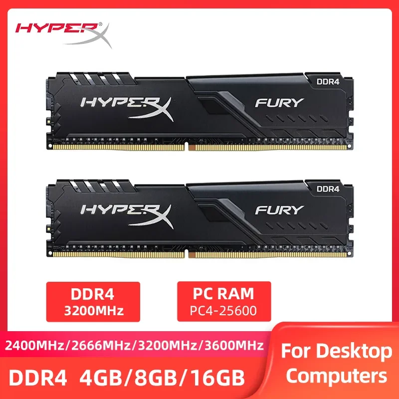 Memoria 8Gb 16Gb 3600Mhz 3200Mhz 2666Mhz 2400Mhz Memoria Dimm 288Pin 1.2V Ddr4 Ram Hyperx Fury Pc4-25600 21300 19200 Memoria
