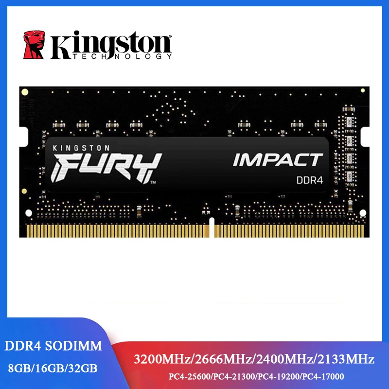 Kingston Fury Impact Ddr4 Ram 32 16 8Gb 3200Mhz 2400 2666Mhz Sodimm Memoria 260Pin Sodimm Pc4-19200 21300 25600 Ddr4 Notebook Ram