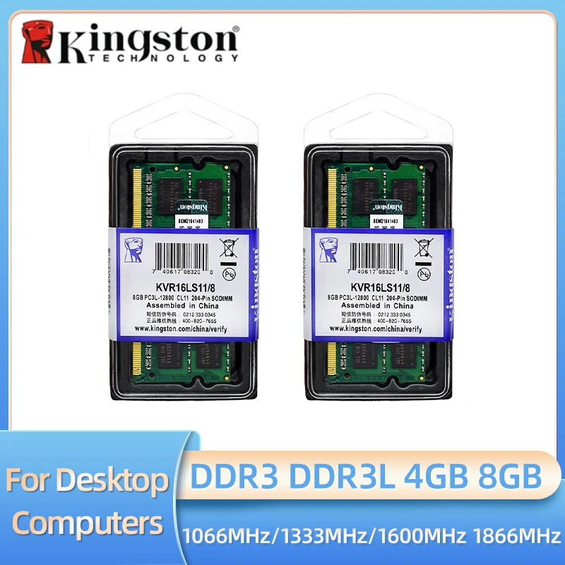 2Pcs Kingston Ram Laptop Ddr3 Ddr3L 8Gb 4Gb 1066 1333Mhz 1600Mhz 1866Mhz So-Dimm Pc3-8500 10600 12800 Notebook Ddr3 Dual Channel