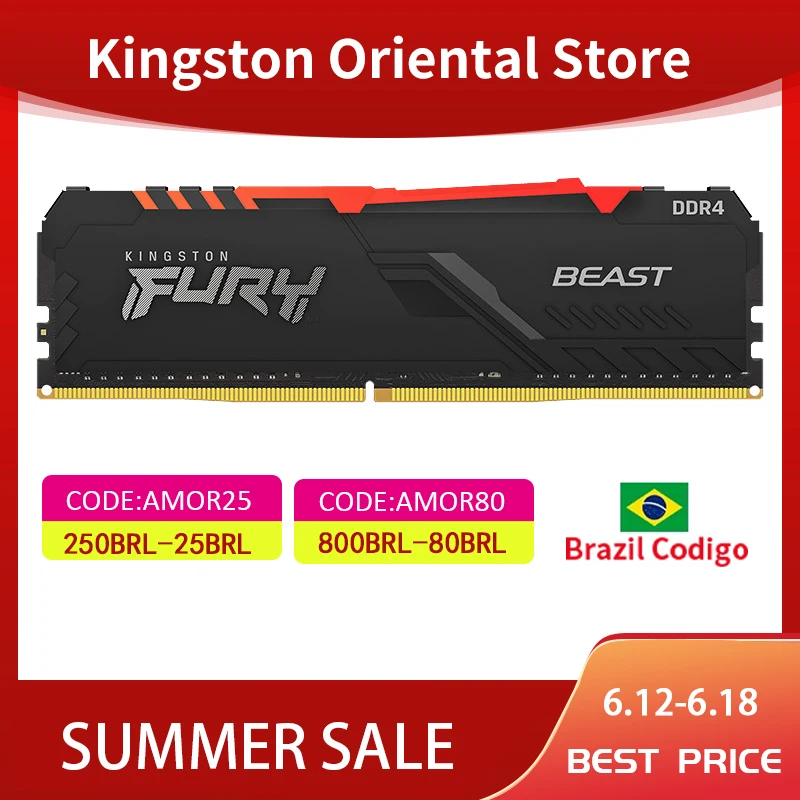 Memoria Rgb Kingston Hyperx Fury Ddr4 2666Mhz 3200Mhz Ddr4 Cl15 1.2V Dimm 8Gb 16Gb Memoria Ram Per Desktop