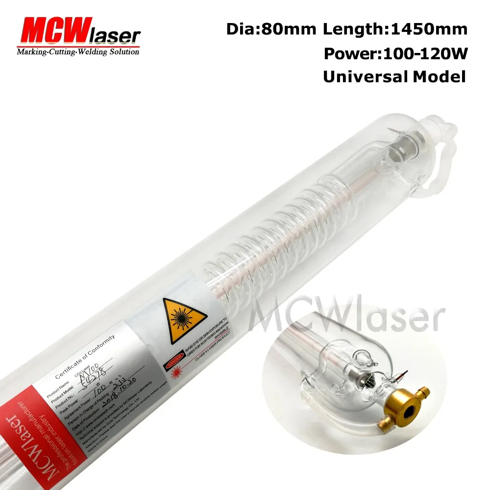 Mcwlaser 100 W Acutal 100 W-130 W Co2 Tubo Del Laser 145 Cm Espresso Di Aria E Di Assicurazione