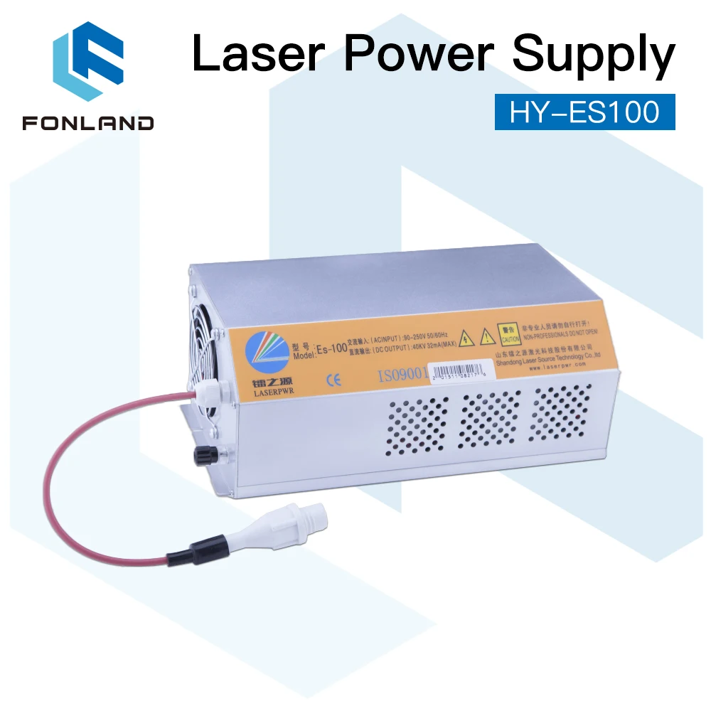Fonland 100-120W 100W Hy-Es100 Alimentatore Laser Co2 Per Macchina Da Taglio Per Incisione Laser Co2 Serie Es