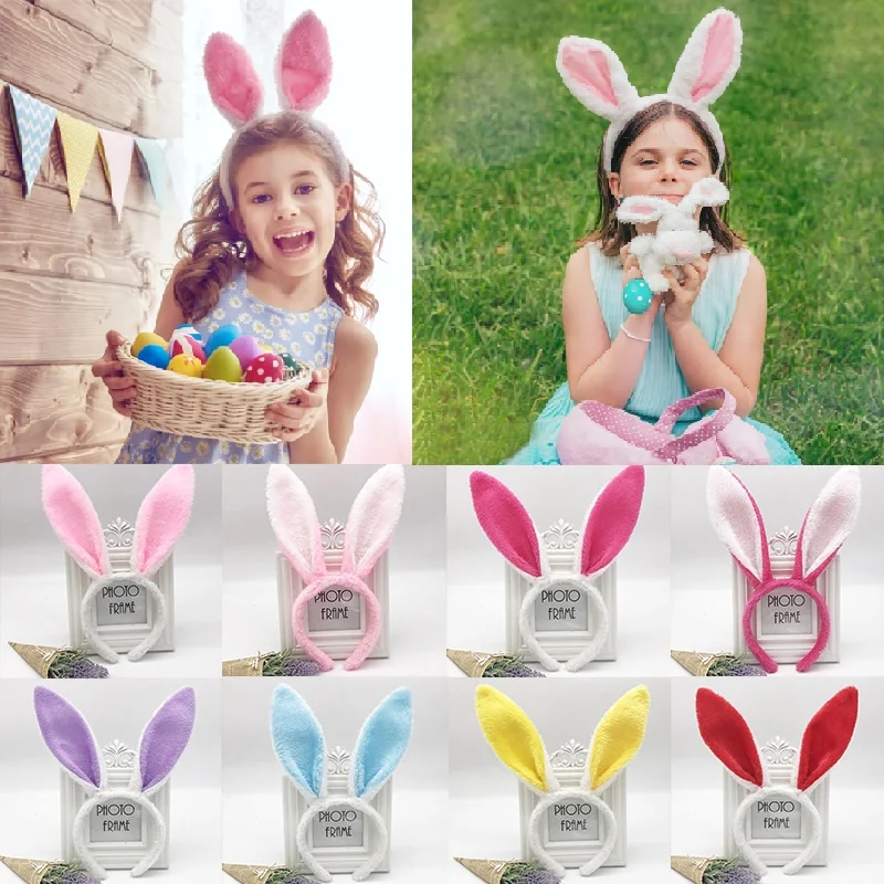 Cute Easter Adult Kids Cute Rabbit Ear Headband Prop Plush Hairband Dress Costume Bunny Ear Hairband Party Decorations For Home