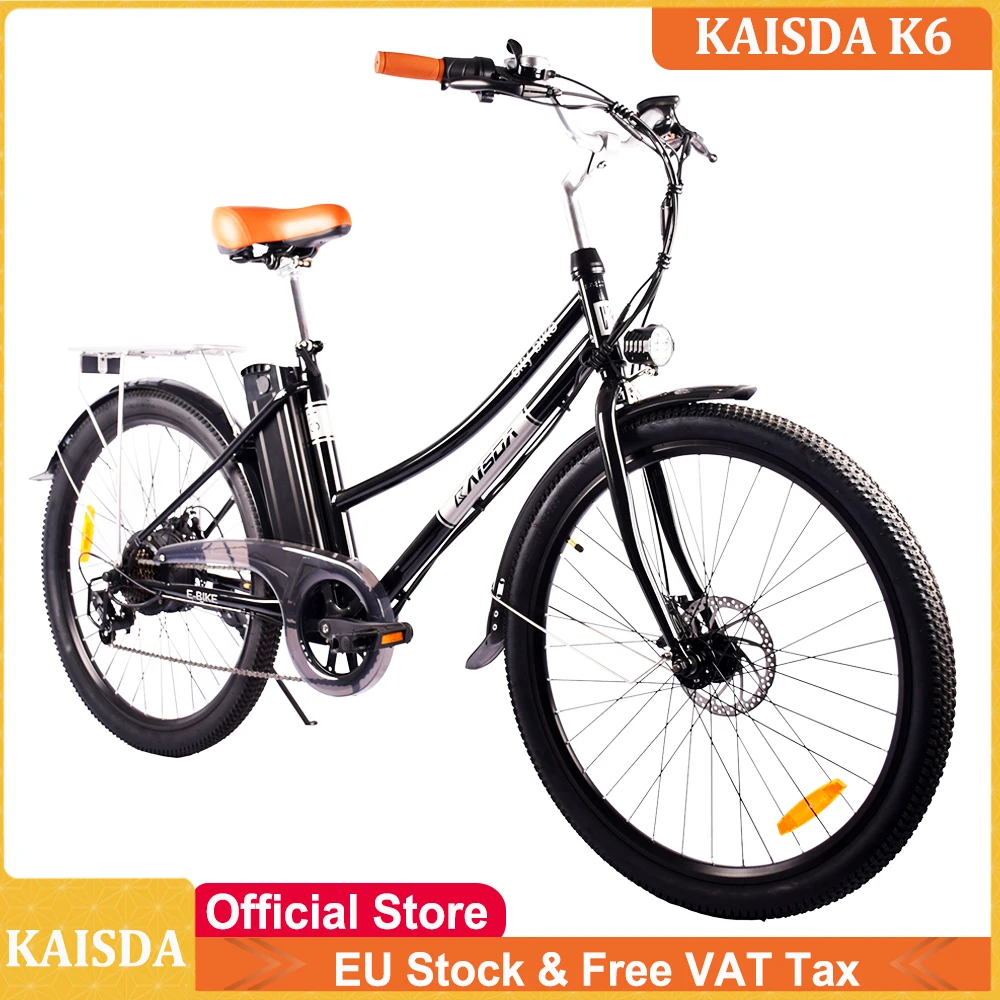 Tasse Iva Gratuite Eu Stock Kaisda K6 E-Bike 36V 10Ah 26 Pollici 350W Motor City Bike Donna Lady E-Bike Bicicletta Comoda Ed Elegante