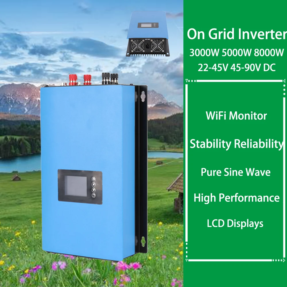 3Kw 5Kw 8Kw Wind Mppt Power On Grid Tie Inverter Con Sensore Limitatore Onda Sinusoidale Pura 230V Per Generatore Eolico 24V 48V