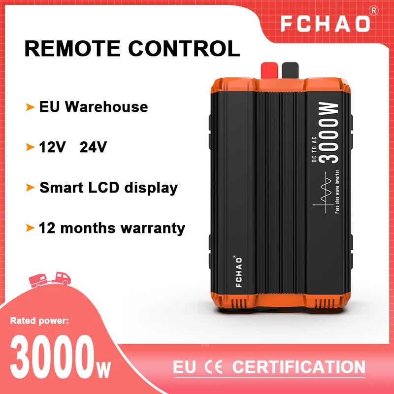 Fchao 3Kw Car Power Inverter 12V Dc A 110V Ac Converter 12V Inverter Batteria Per Auto Inverter Per Veicoli Road Trip Rv Travel