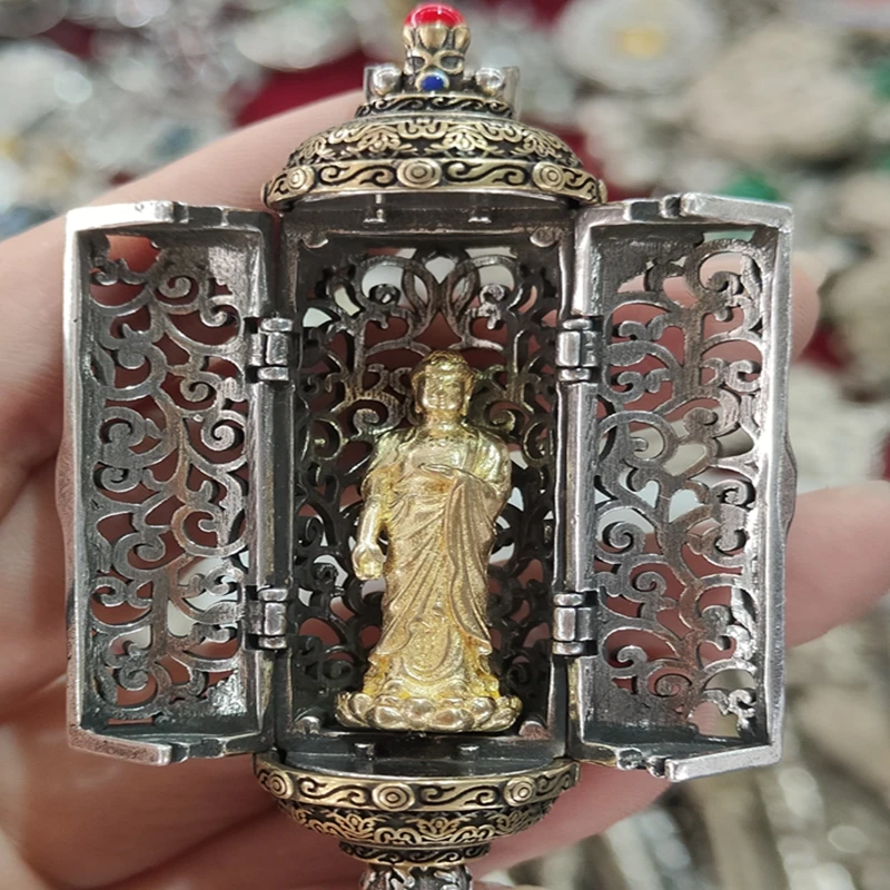 Fiore See Buddha Sterling Silver Ga Wu Box Ciondolo Maschio Guan Yin Amida Tizang Bodhisattva Accessori Ciondolo Talismano Collana