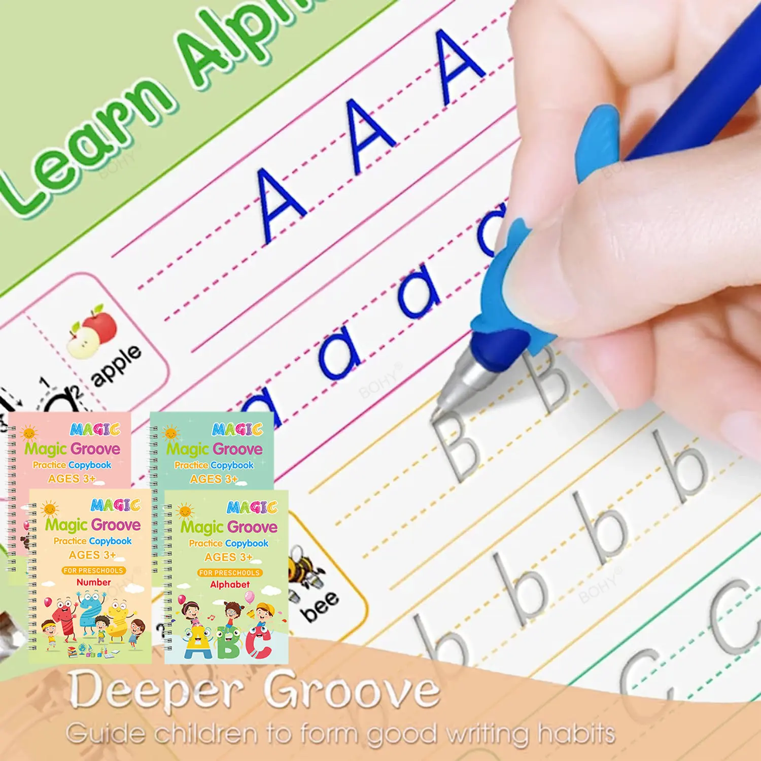 Libri Di Scrittura A Mano Scanalati Per Bambini Quaderno Di Pratica Magica Combinazione Di Scrittura Corsiva Calligrafia Per L'Asilo Prescolare