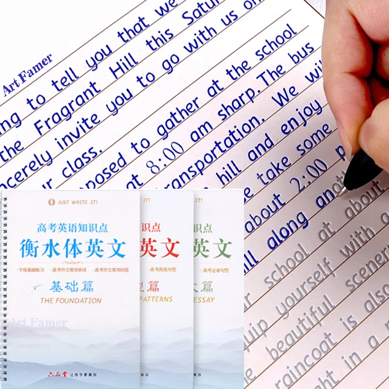 3 Libri/Set Inglese Italic Groove Practice Copybook Scrittura A Mano Pratica Libro Calligrafia Inglese Alfabeto Parola Libro Riutilizzabile
