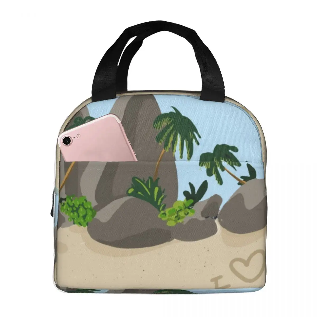 Seychelle Island Coco De Mer Paradise Borsa Termica Per Il Pranzo Isolata Bento Bag Contenitore Per Pasti Sacchetti Per La Conservazione Degli Aliment