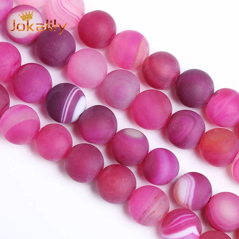 Matte Natural Magenta Striped Agates Onyx Stone Beads Round Loose Beads For Jewelry Making Diy Bracelets Necklaces 4/6/8/10/12Mm