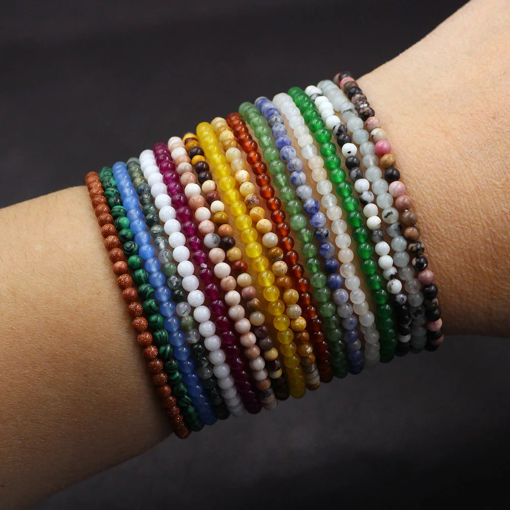 3Mm Chakra Beads Energy Bracelet Natural Round Yoga Bracelet Agate Onyx Stone Stretch Bracelet Bangles For Women Jewelry Gifts