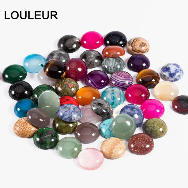 Louleur Viola Ametiste Pietra Naturale Cabochon Perline Rotonde Onice Cabochon Perline Allentate Cabochon Cammeo Anelli Fai Da Te Collana