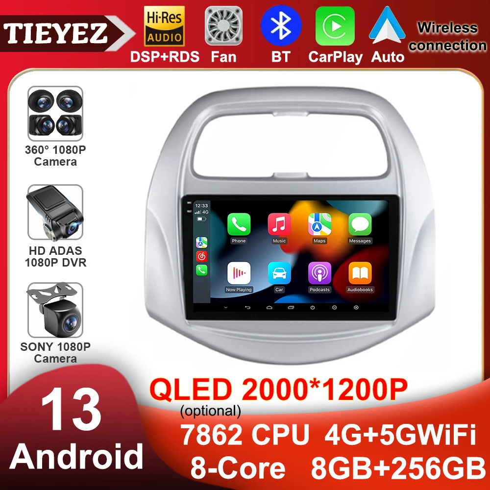 Android 13 Autoradio Carplay Car Multimedia Player Audio Navigazione Gps Per Chevrolet Spark Baic Beat Daewoo Matiz 2018 - 2022