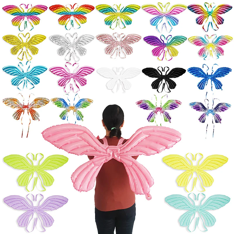 Netflix Angel Butterfly Wings Balloon Illusion Gonfiabile Macaron Boys Girls Decorazione Per Feste Fai Da Te Back Hanging Foil Balloon Toys