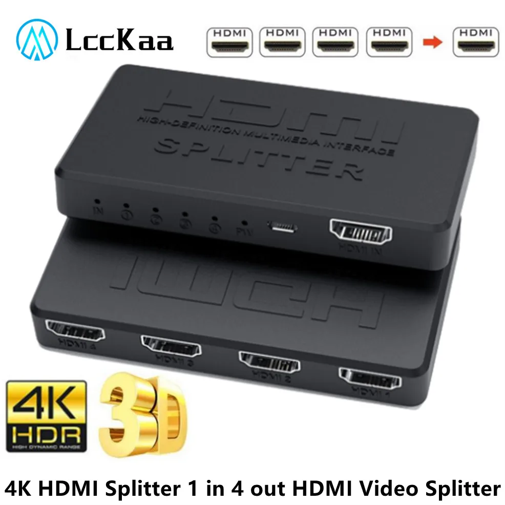 Convertitore Splitter Compatibile 1X4 Hdmi 1 In 4 Out Video Switcher Splitter 1X4 Hdmi Hub Per Ps4 Laptop Monitor Tv Box Proiettore