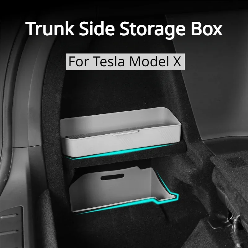 Per Tesla Model X Trunk Storage Box 3Pcs Set Silicone Trunk Side Storage Partizione Stowing Tidying Accessori Interni Per Auto 2023