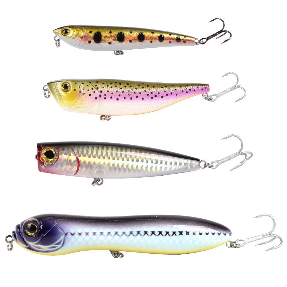 4Pcs Topwater Fishing Lures Popper Kit Superficie Di Acqua Salata Hard Bait Minnow Vmc Treble Hook Wobbler Swimbait Bass