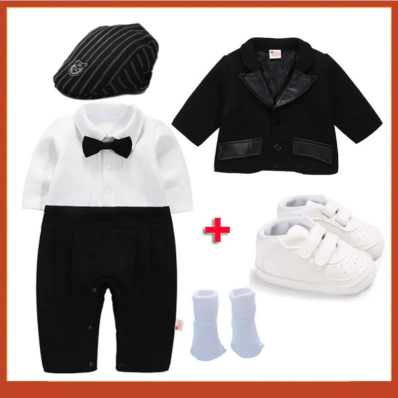 Boss Baby Outfit Gentlemen Clothes Set Neonato 1St Birthday Formal Wedding Party Toddler Pagliaccetto Body Coat Photogriot Outfits
