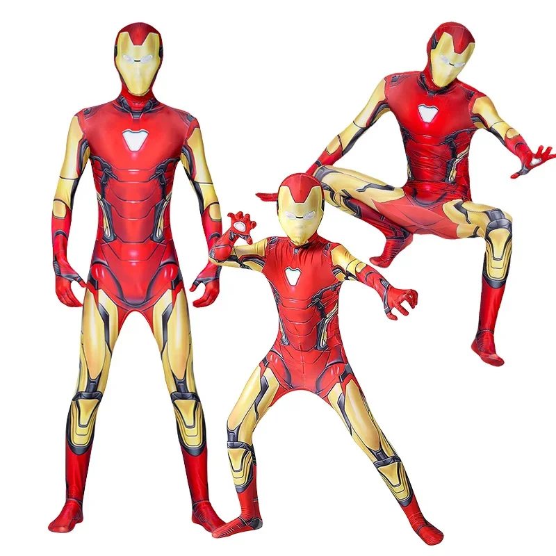 Bambini Iron Man Costume Superhero Avenger Iron Man Cosplay Tuta Tuta Zentai Suits Halloween Party Costume Per Bambino Uomo