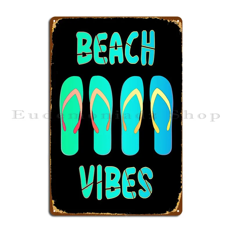 Beach Vibes Shoe Sun Metal Signs Crea Pittura Cave Printed Cinema Tin Sign Poster