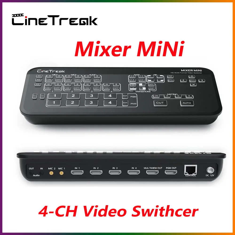 Cinetreak Mixer Mini 4-Ch Fhd Video Live-Streaming Swithcer Multi-View E Registrazione Vs Blackmagic Design Atem Devicewell 7105