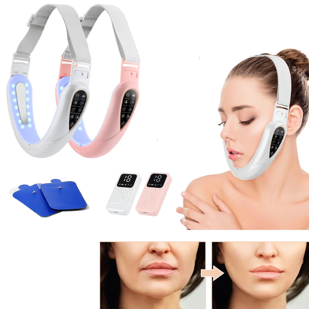 V Face Lifting Device Tens Micro-Current Photon Rejuvenation Massaggiatore Facciale Dimagrante Con Telecomando Patch Per Massaggio A Impulsi