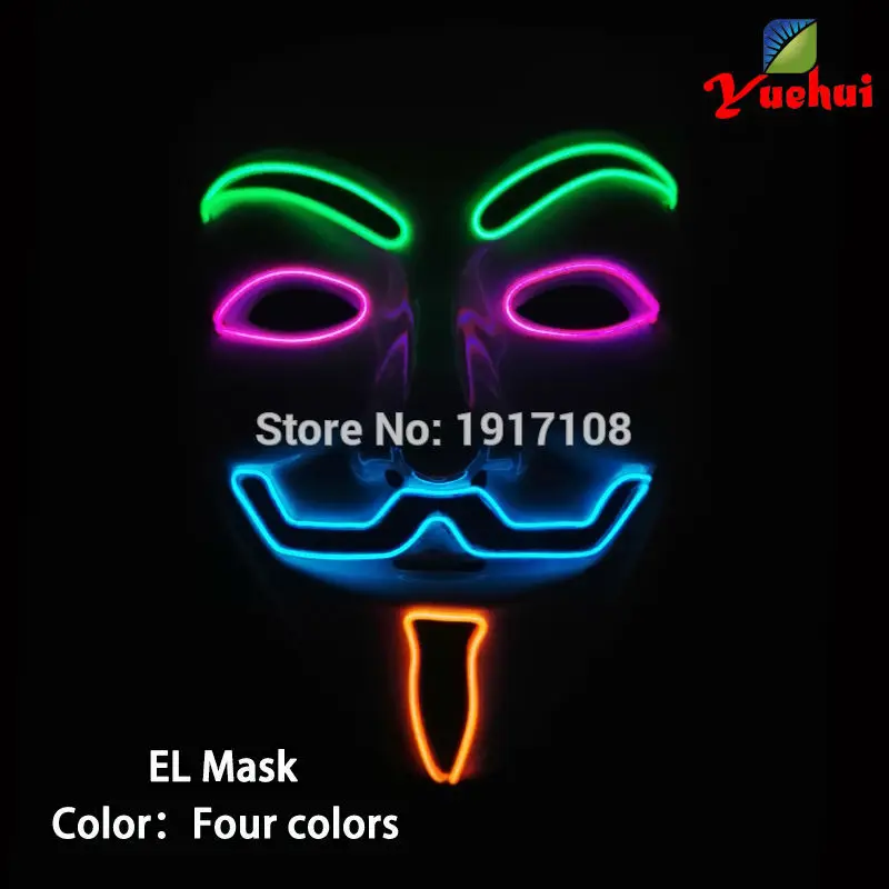 Nuova Vendita Calda 4 Colori Guy Flash Sound Active El Wire Maschera Incandescente Halloween Led Mask V Per Vendetta Party Mask In Natale