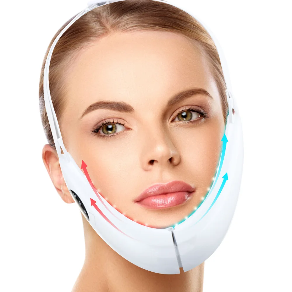 V Face Beauty Meter Ems Dispositivo Di Sollevamento Del Viso Led Photon Therapy Face Slimming Vibration Massager Double Chin Jaw Reducer Belt