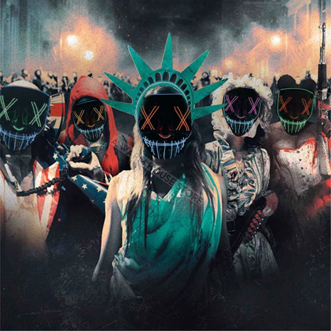 Maschera Di Halloween Led Maske Light Up Party Masks Neon Maska Cosplay Mascara Horror Mascarillas Glow In Dark Masque V Per Vendetta