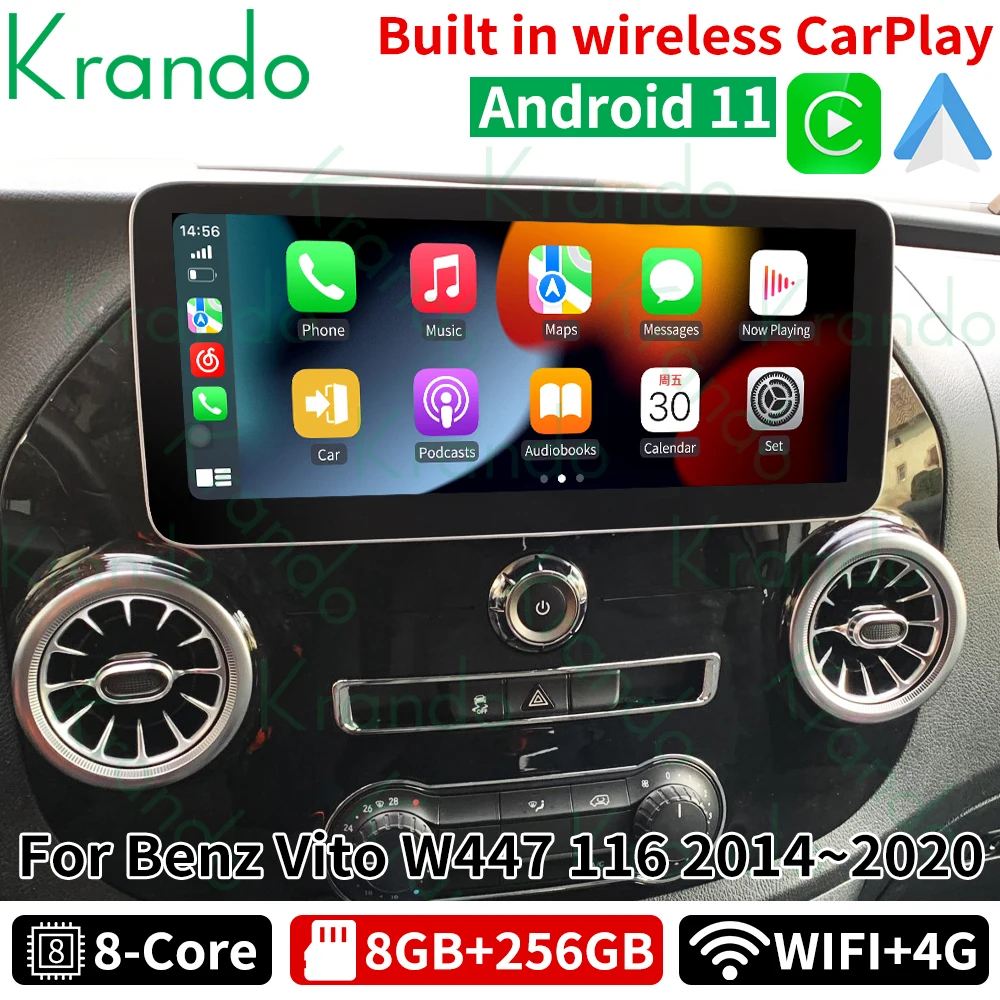 Krand 12.3 ''Autoradio Android Per Mercedes Benz Vito W447 W116 2014 - 2020 Autoradio Navigazione Gps Playstore Wireless Carplay