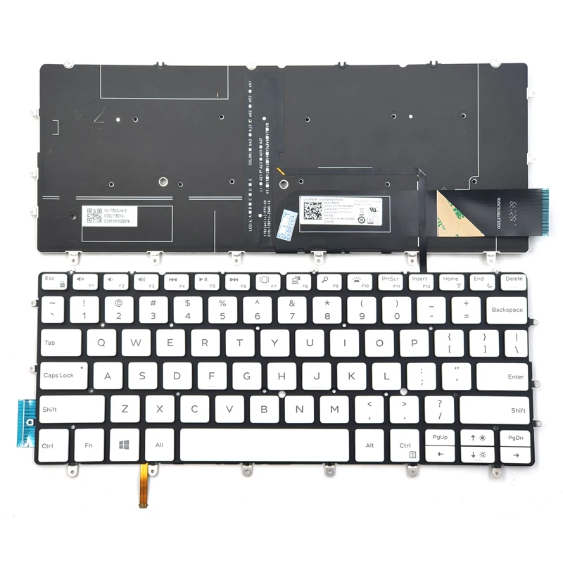 Nuovo Per Dell Xps 13 9370 9380 13-9370 Tastiera Per Laptop Serie 13-9380 Bianco Usa Con Retroilluminazione