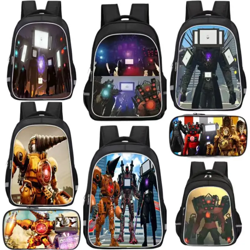 Skibidi Toilet Backpack For School Bag Titans Cameraman Lunch Box Skibidi Mochila Speaker Tv Uomo Donna Astuccio Bookbag Kid