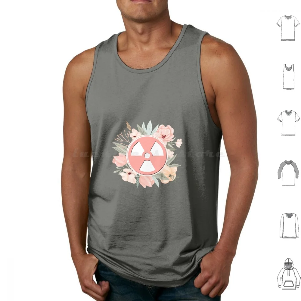 Pink Floral Radiation Warning Symbol Canotte Gilet Senza Maniche Radioterapia Cancro Terapia Delle Radiazioni Radioterapia