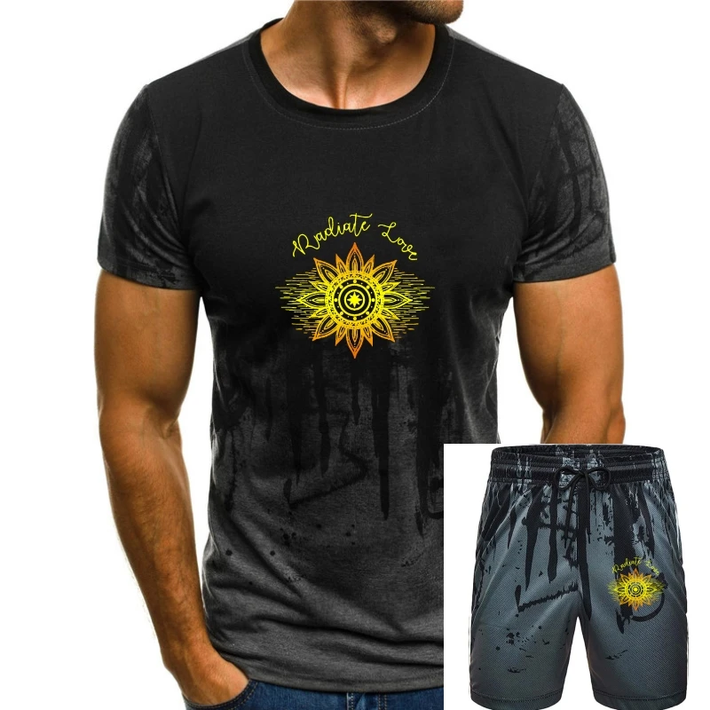 T-Shirt Donna Moda 2019 Cute & Stone Radiate Love Golden Gradient Meditation T-Shirt Super Morbida Tee Summer Tee Shirt