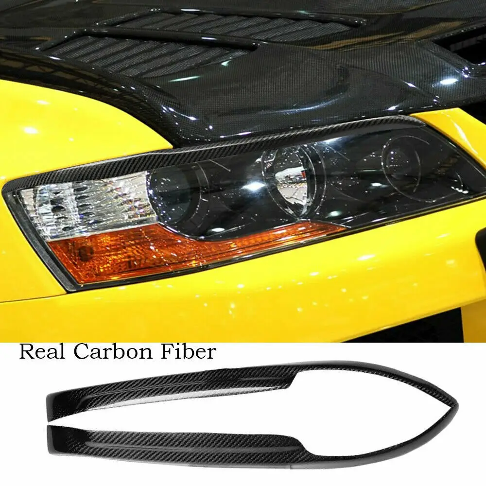 Vera Fibra Di Carbonio Car Front Headlight Sopracciglia Head Light Palpebra Trim Cover Per Mitsubishi Lancer Evolution Evo 7 8 9 2003-2007