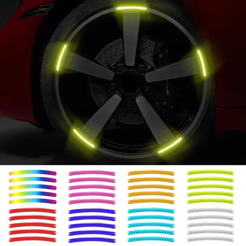 Car Wheel Hub Strisce Riflettenti Badge Decorazione Sticker Per Mitsubishi Asx Lancer Pajero Outlander L200 Evo Lancer Ex