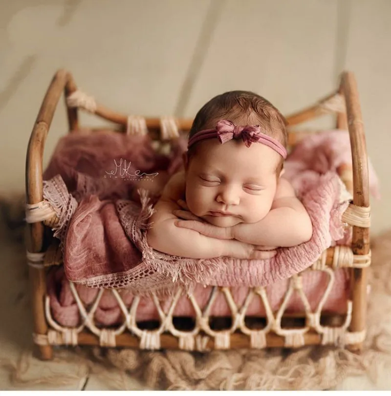 Mango Newborn Photography Props Retro Knit Cany Basket Viene Estratto Baby Baby Photo Shooting Studio Container Box Full Moon