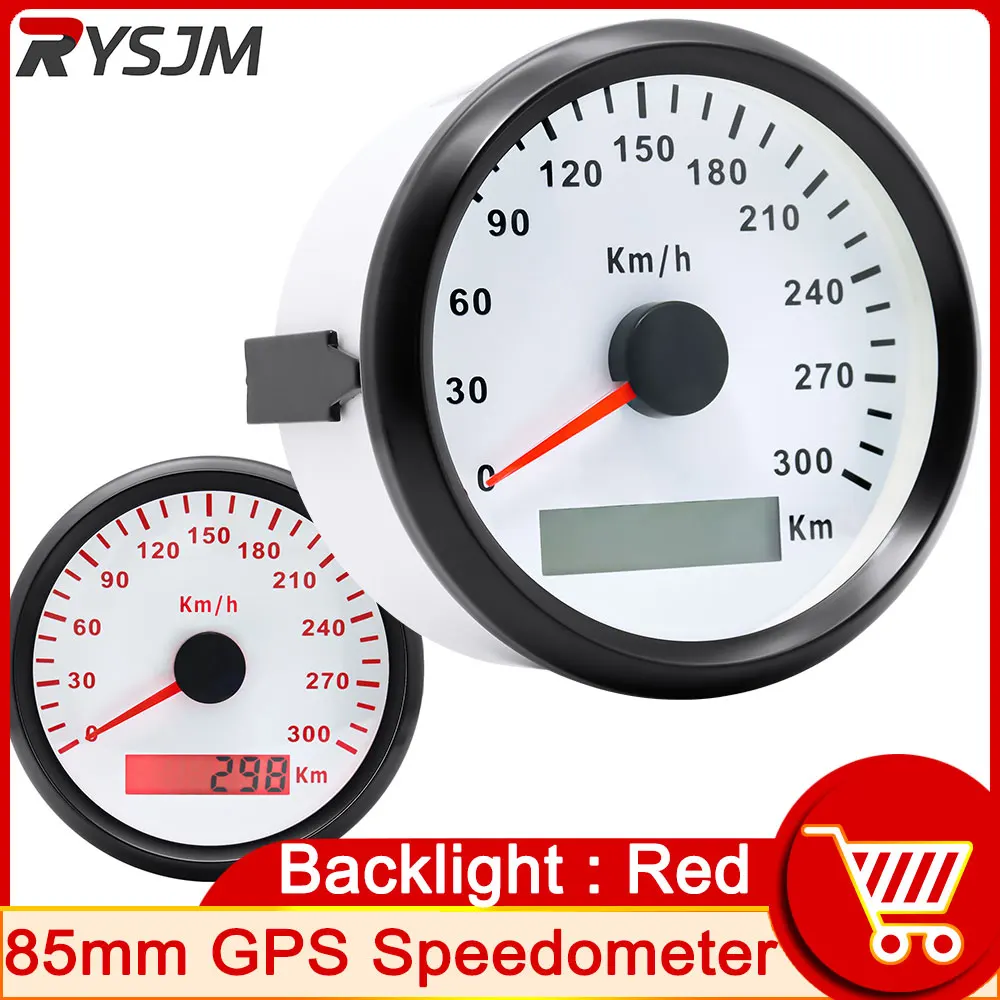 Hd 85Mm Gps Speedomete 300 Km/H Contachilometri Velocità Moto Con Antenna Gps Adatta Per Barca Auto Camion Rv Camper Retroilluminazione Rossa