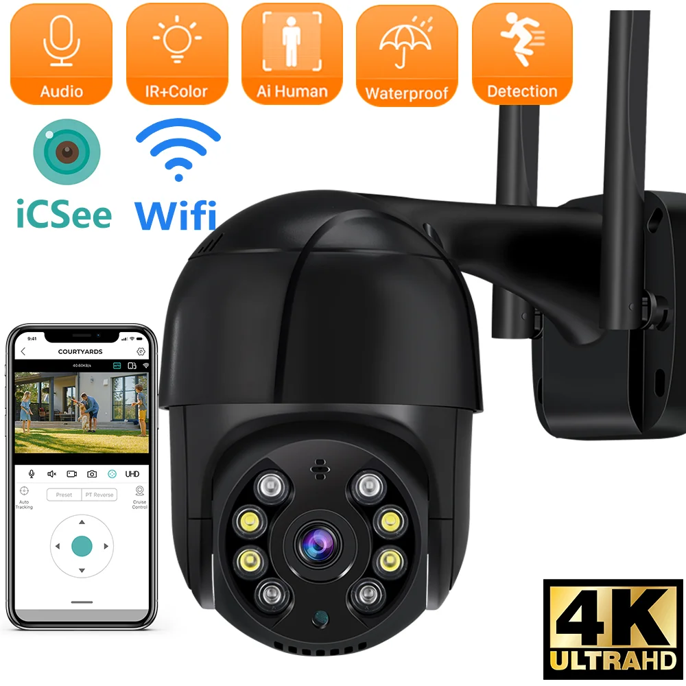 Anbiux 8Mp 4K Ip Camera 5Mp Speed Dome Auto Tracking Telecamera Ptz Smart Home Outdoor Wireless Wifi Camera Monitor Di Sorveglianza