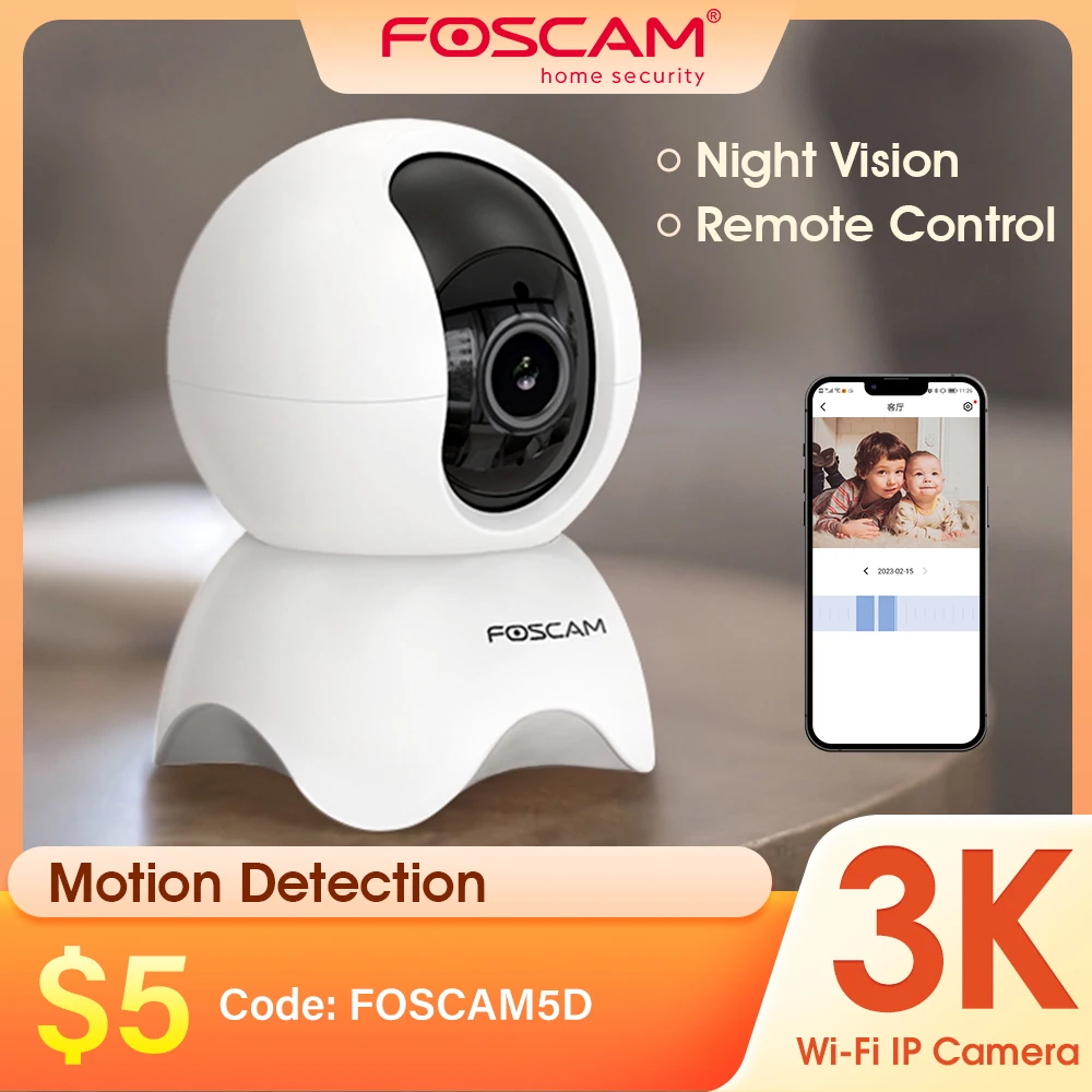 Foscam 5Mp Super Hd Wifi Camera Ai Human Tracking Baby Monitor Pet Cam Smart Home Registrazione Video Sorveglianza Per La Sicurezza Domestica