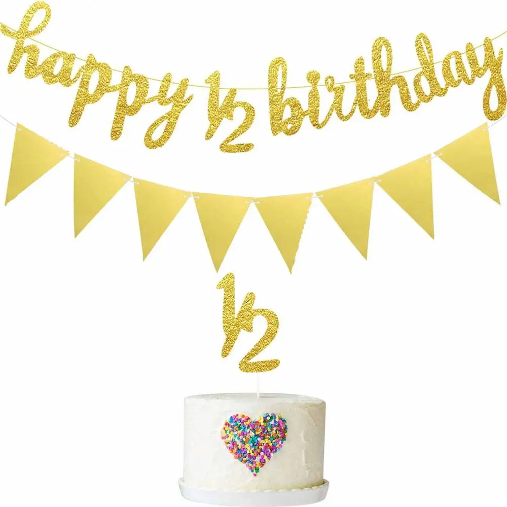 6 Mesi Banner Di Buon Compleanno Banner Di Buon Compleanno 1/2 Banner Bandiera Per Metà Anno Baby Shower Decorazioni Per Feste Di Compleanno