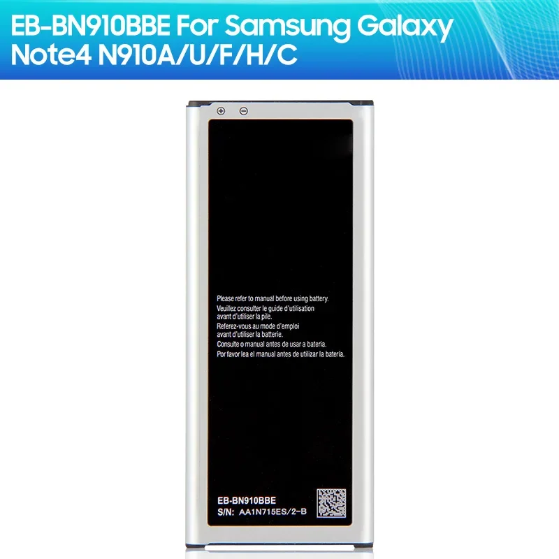 Batteria Del Telefono Eb-Bn910Bbe Eb-Bn910Bbc Eb-Bn910Bbu Per Samsung Galaxy Note4 N910A N910U N910F N910H V C Nota 4 3220Mah