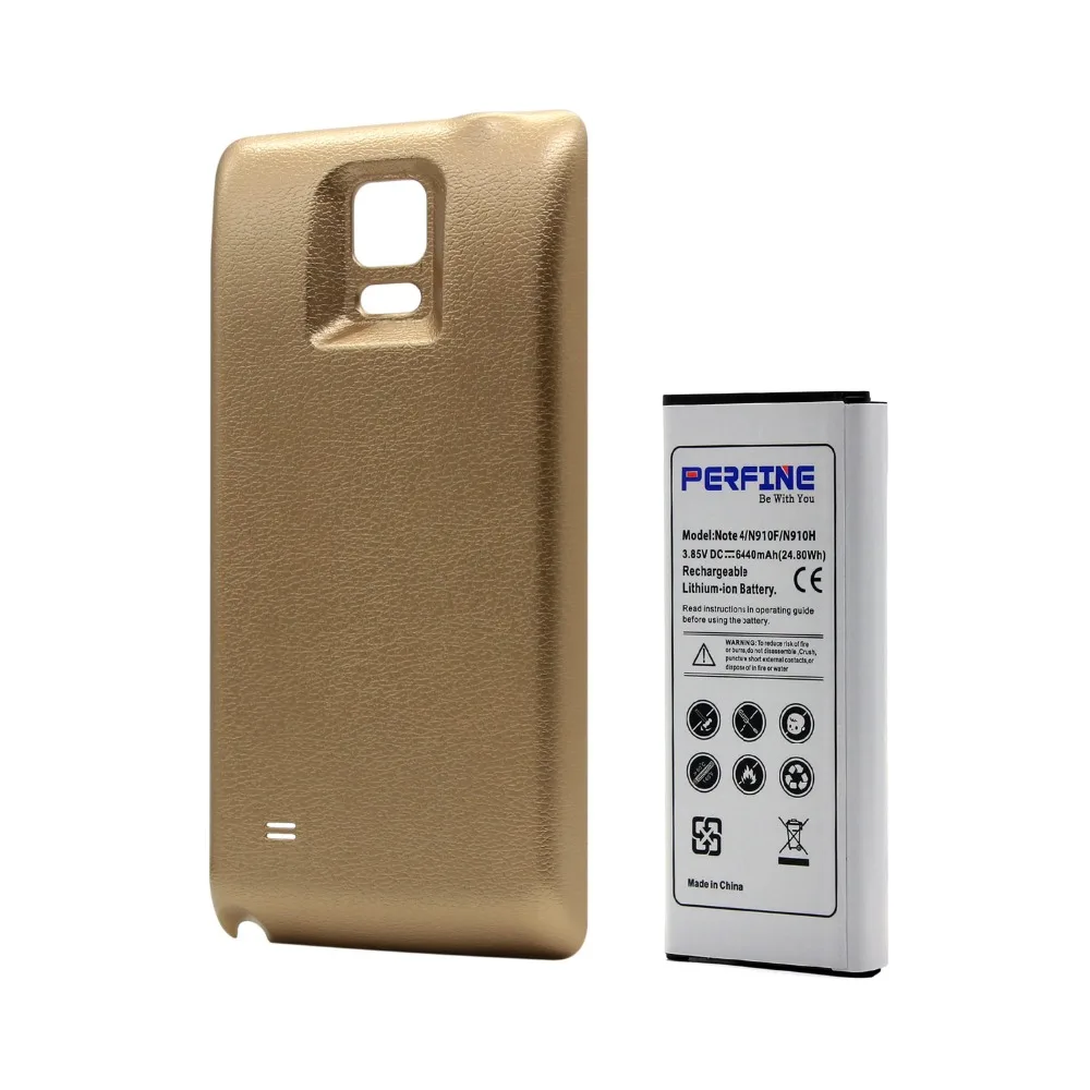 Batteria Estesa Per Samsung Galaxy Note 4 6440Mah Cellulare Note4 Batteria + Cover Posteriore Oro