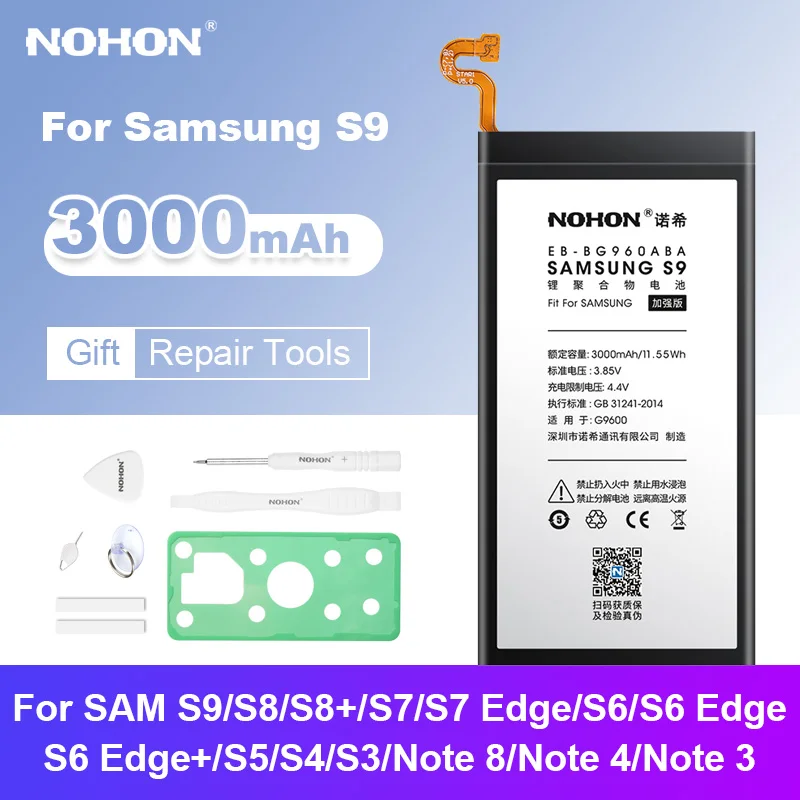 Batteria Nohon Per Samsung Galaxy S9 S8 S5 S3 S4 Nfc S7 S6 Edge S8 Plus Cellulare Bateria Per Samsung Nota 8 4 3