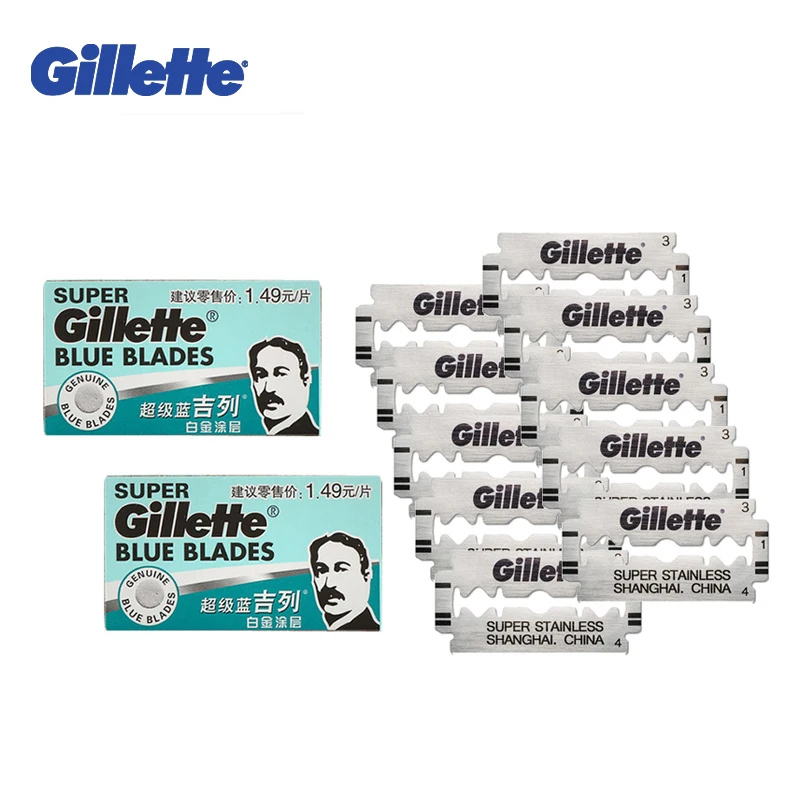 Lame Per Rasoio Da Barba Gillette Super Blue Per Uomo Lame Per Rasoio A Doppio Bordo In Acciaio Inossidabile (5 Lame X 2 Scatole)