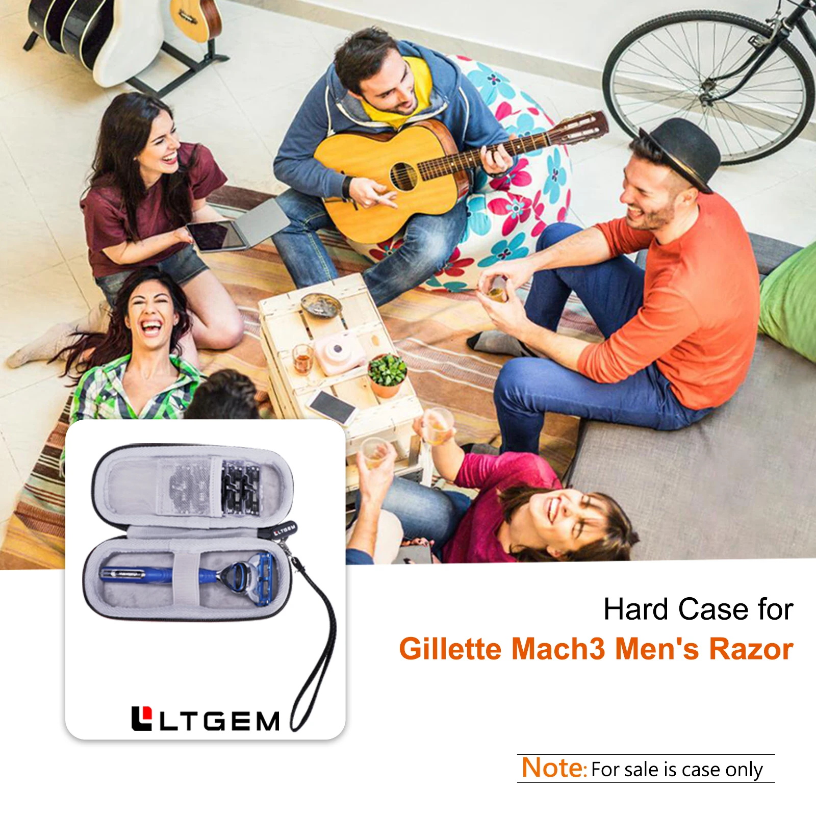 Custodia Rigida Ltgem Eva Nera Per Rasoio Da Uomo Gillette Mach 3